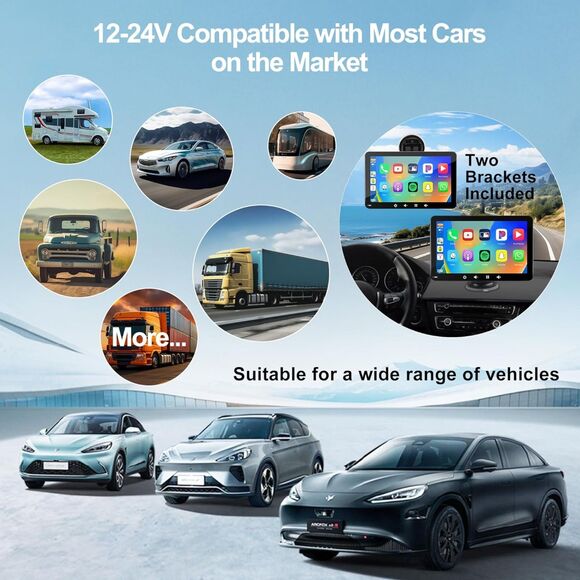 2024 Newest Wireless Apple Carplay & Android Auto, 7In HD Touchscreen Portable - Picture 3 of 11